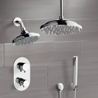 Shower Faucet Thermostatic Dual Shower Head Shower System with Handheld Remer DCS02